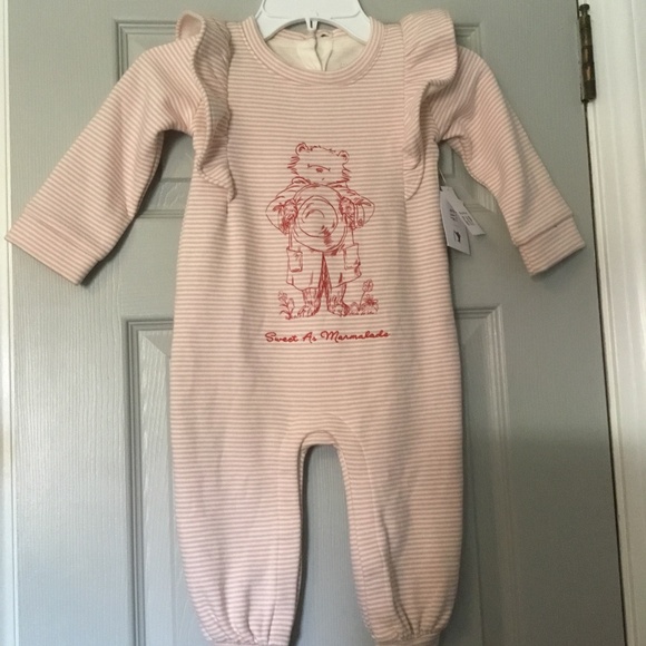 GAP Other - Baby Gap Girls Paddington Bear One Piece Pink White Sweatshirt Outfit Cotton